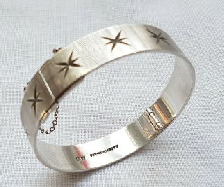 Vintage 1969 Hallmarked Sterling Silver Bangle Maker Monomil Ltd Patented Design