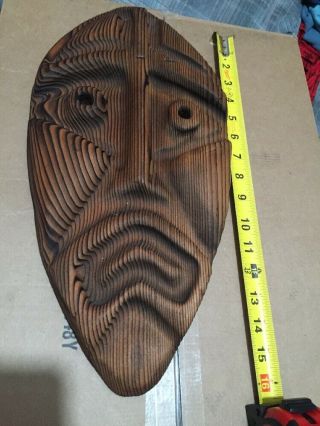 Vintage Witco - style Tiki Mask Wood Carvings Label Gale Haner Rare 12