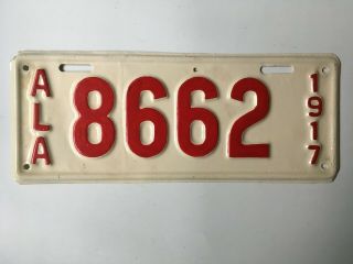 1917 Alabama License Plate Rare Single Plate Year (no Pairs) Ford Model T Buick