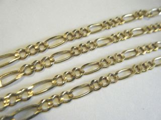 Vtg 1980s 18k 750 Yellow Gold 20 " Flat Figaro Curb Link Chain 3mm Necklace 9.  5g