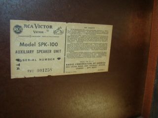 Vintage HTF RCA VICTOR Orthophonic High Fidelity Speaker SPK 100 7