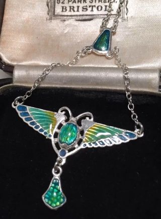 Vintage Jewellery Stunning Sterling Silver Egyptian Revival Enamel Necklace