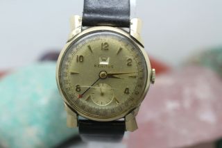 Vintage Benrus Calendar Hand Wind Gold Tone Men 