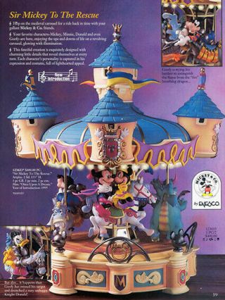 Rare Enesco Disney Sir Mickey To Rescue Lites/action/music Carousel See Video