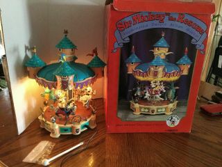 RARE Enesco Disney Sir Mickey To Rescue Lites/Action/Music Carousel SEE VIDEO 2