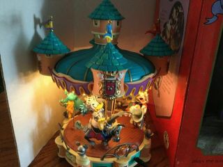 RARE Enesco Disney Sir Mickey To Rescue Lites/Action/Music Carousel SEE VIDEO 3