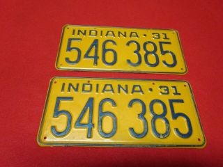 Vintage License Plates 1931 Indiana Matched Set