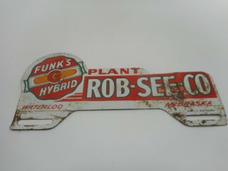 Vintage Funks G Rob - See - Co Nebraska Seed Corn Advertising License Plate Topper