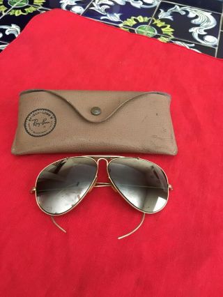 Vintage Ray - Ban Aviator Sunglasses B&l 1/10th 12k Gold Filled With Case
