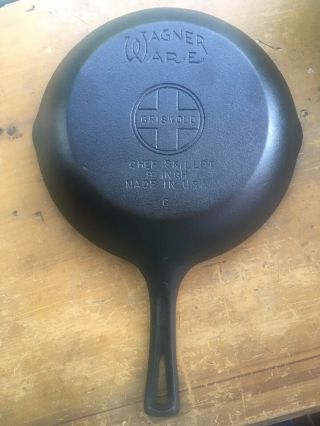 Vintage Double Marked Griswold & Wagner Ware 9 Inch Cast Iron Chef Skillet 2