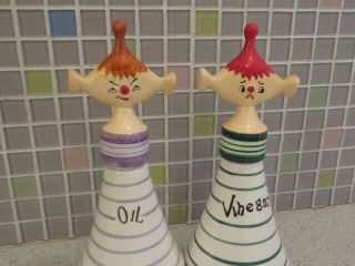 Vintage Holt Howard era Davar Oil Vinegar Pixieware Pixie ware cruet jar set 2