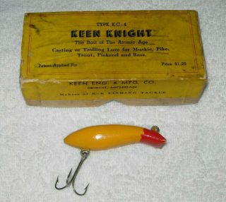 Keen Knight Fishing Lure Combo Scarce Piece Patent Applied For Early Box Wow