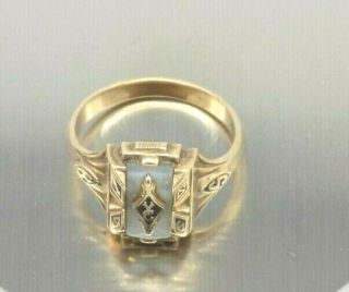 Vintage 1966 Josten 10k Gold Class Ring Ladies Size 5.  5 Mother Of Pearl 3.  63 Gr