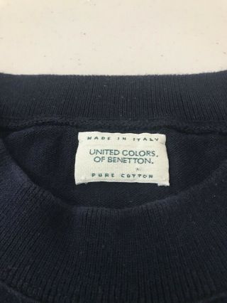 VTG UNITED COLORS OF BENETTON SWEATSHIRT STRIPED BLUE BIG LOGO Medium 3