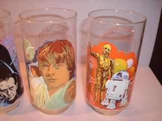 Vintage 1977 Burger King Coke Star Wars Commemorative Glasses Complete Set of 4 3