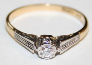 Lovely Vintage 18ct Gold & Platinum Diamond Engagement Ring 0.  10cts Size O 1/2