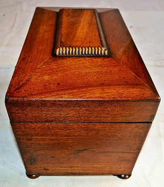 Mid 19th Century Sarcophagus shaped Tea Caddy with Key and Mixing Bowl 5