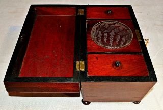 Mid 19th Century Sarcophagus shaped Tea Caddy with Key and Mixing Bowl 7