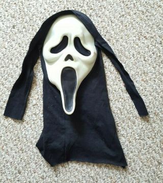 Scream Mask Fearsome Faces Cloth Hood Very Rare Fun World Vintage Ghostface
