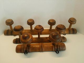 Set Of Antique Faux Bamboo Hat Coat Rack French - 4,  3 And 2 Pegs