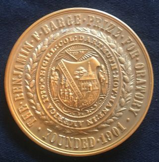 Vintage 1934 Dartmouth College " The Benjamin F.  Barge Prize For Oratory " Medal