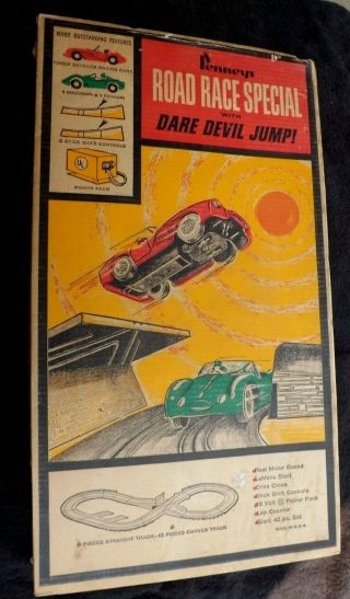 Vintage 1960s Penneys Marx Road Race Dare Devil Set Cars
