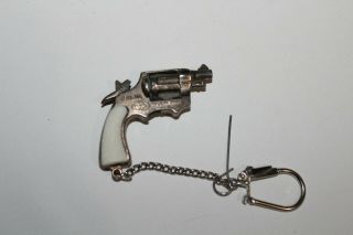 Vintage miniature toy cap gun Trueno Redondo key chain made in spain 4