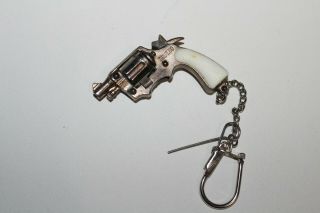 Vintage miniature toy cap gun Trueno Redondo key chain made in spain 5