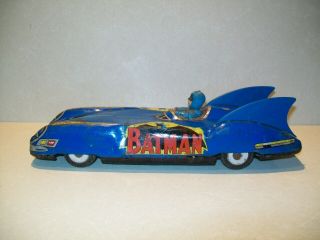 Vintage 1960 ' s Tin Friction ASC Aoshin Batmobile Car w/Driver Batman - Japan 3