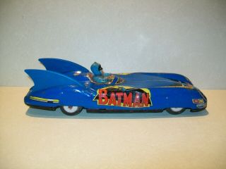 Vintage 1960 ' s Tin Friction ASC Aoshin Batmobile Car w/Driver Batman - Japan 4