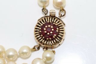 A Vintage 9ct Gold & Garnet Clasped Double Strand Cultured Pearls 13783 5