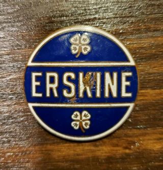 Erskine Radiator Car Emblem Rare Vintage Enamel Porcelain Sign Badge