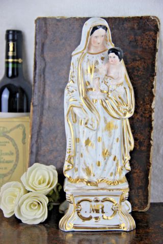 Rare Antique French Religious Vieux Paris Porcelain Madonna Mary Figurine 1900
