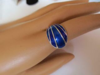 Vintage David - Andersen 925s Sterling Silver & Blue Enamel Ring - Sz 6.  5 R34 - 394