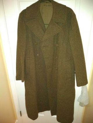 Ww2 Brown Wool Enlisted Overcoat,  1942 Dated,  Size 34r.