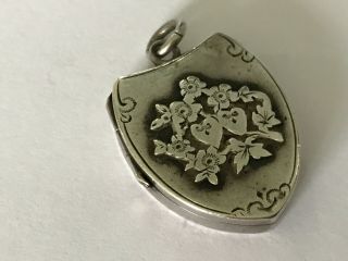 Antique Victorian 1890’s Hearts Forget Me Not Flower Locket Pendant