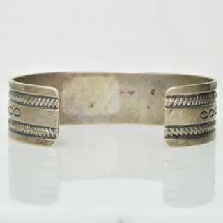 VINTAGE Sterling Silver Navajo Hand Stamped Etched Wide Cuff Bracelet Estate 3/4 4