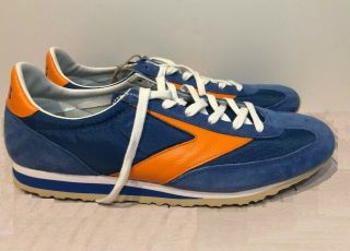 Brooks Vanguard Mens 12 Vintage Retro Running Shoes Blue Orange 1101661 D488 70s