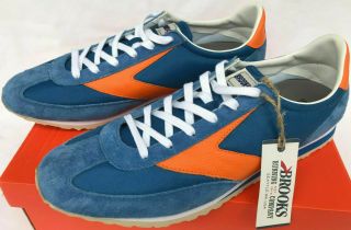 Brooks Vanguard Mens 12 Vintage Retro Running Shoes Blue Orange 1101661 D488 70s 2