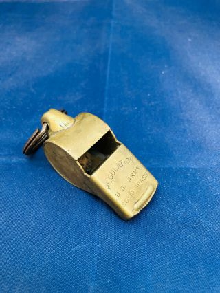 Vintage Ww Ll Us Army Regulation Solid Brass Whistle With Cork Ball