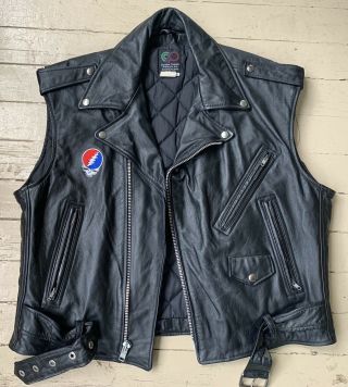 Vtg Grateful Dead 1989 Summer Tour Crew Only Leather Vest Jacket Sz Xl