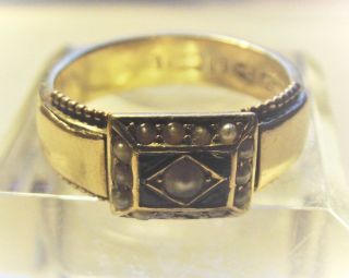 Antique Victorian 15ct Gold Mourning Ring Chester 1892 Size K