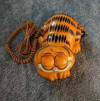 Vintage Garfield Phone Cat Jim Davis Tyco Telephone Eyes Open Close 1207