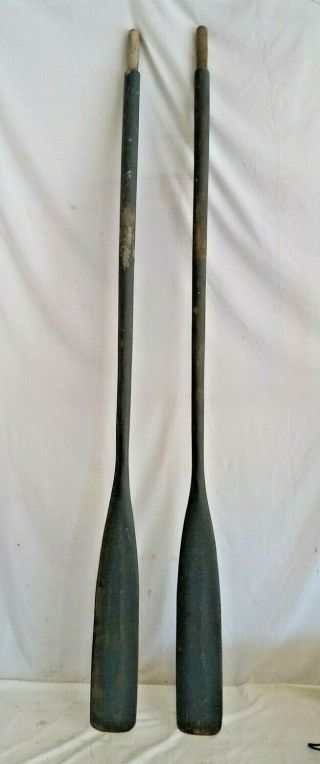 Vintage Pair Boat Oars 78 ",  Old Gray Paint Nautical Coastal Decor,  Maine