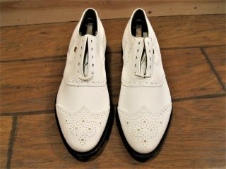 Nos Vintage Footjoy Classic Mens Golf Shoes White Wingtip Brogue Sz.  9.  5d
