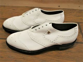 NOS Vintage Footjoy Classic Mens Golf Shoes White Wingtip Brogue Sz.  9.  5D 2