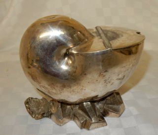 Antique Victorian Silver Plate Nautilus Shell On Rocks Spoon Warmer (g)