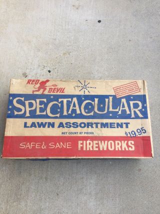 Vintage Red Devil Fireworks Display Box Lawn Set 1970s Rare Flowers