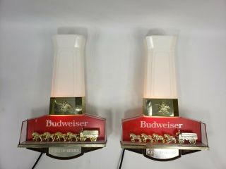 2 Rare Vintage Budweiser Lighted Wall Sconces " Clydesdale Parade Wagon "