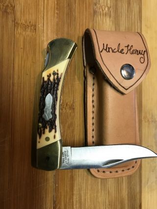 Vintage Schrade Usa,  Uncle Henry Lb - 8 Papa Bear Fold Lockback Pocket Knife